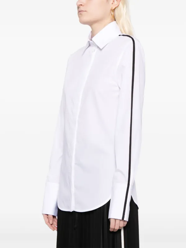Peter Do side-stripe Cotton Shirt | White | FARFETCH