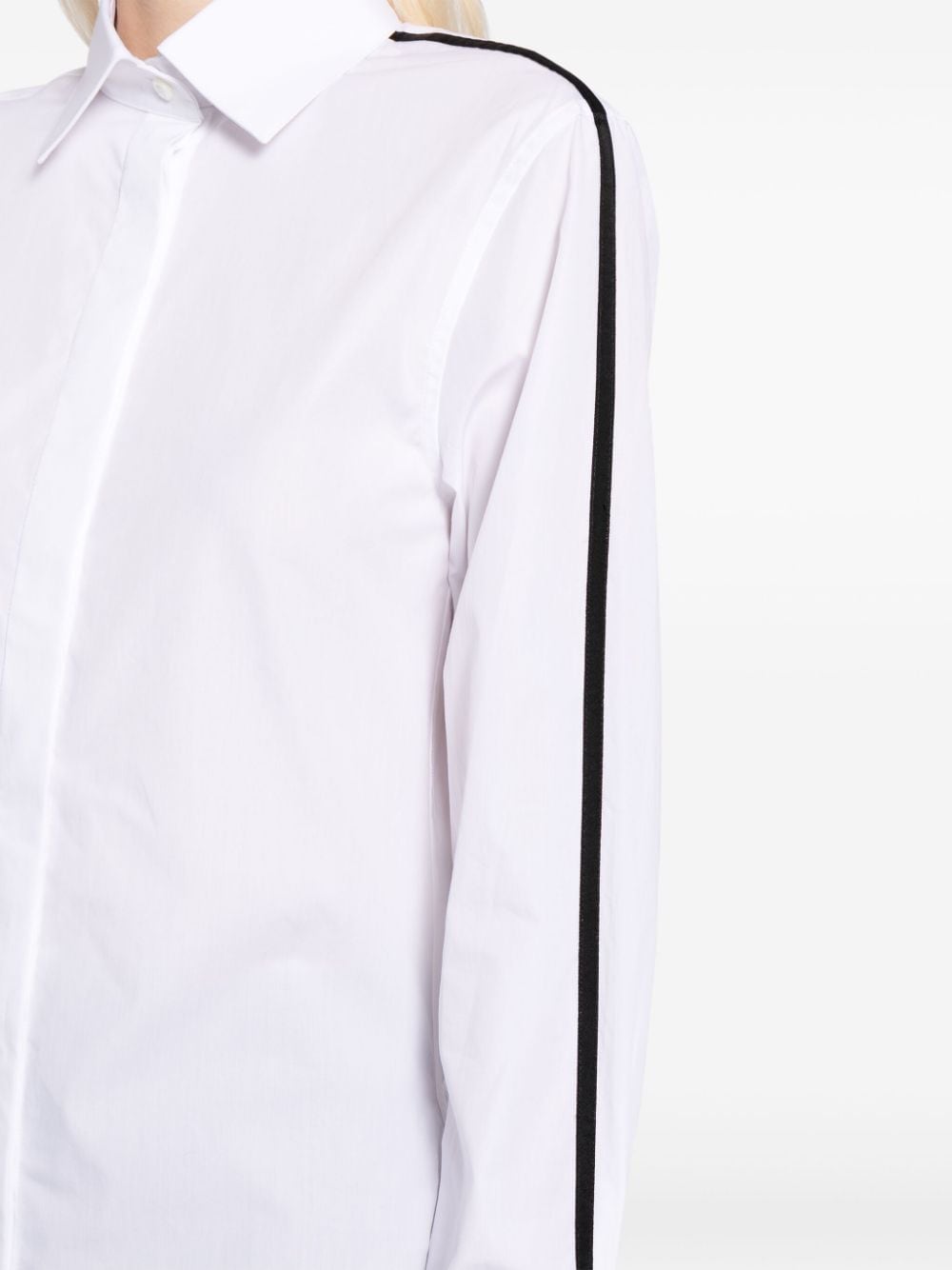 Shop Peter Do Side-stripe Cotton Shirt In White