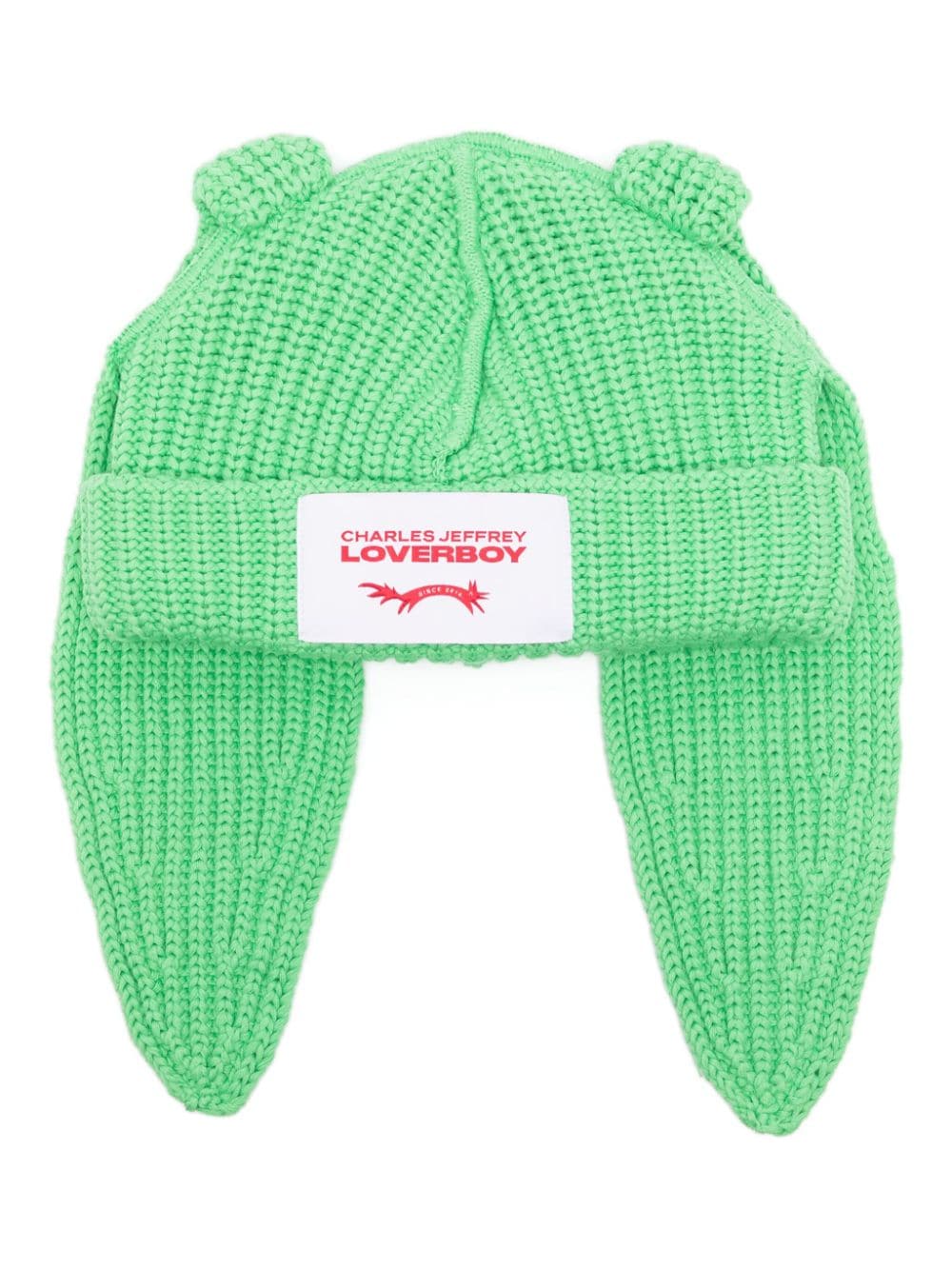 Charles Jeffrey Loverboy Chunky Rabbit Cotton Beanie In Green