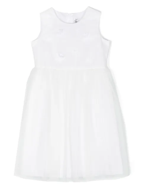 Il Gufo floral-appliqué tulle flared dress