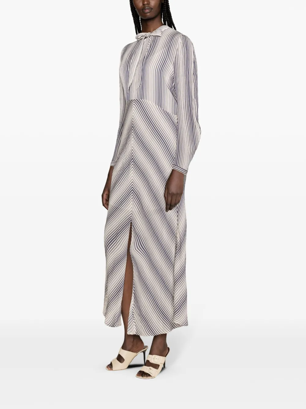 Twinset Gestreiftes Hemdkleid In Nude