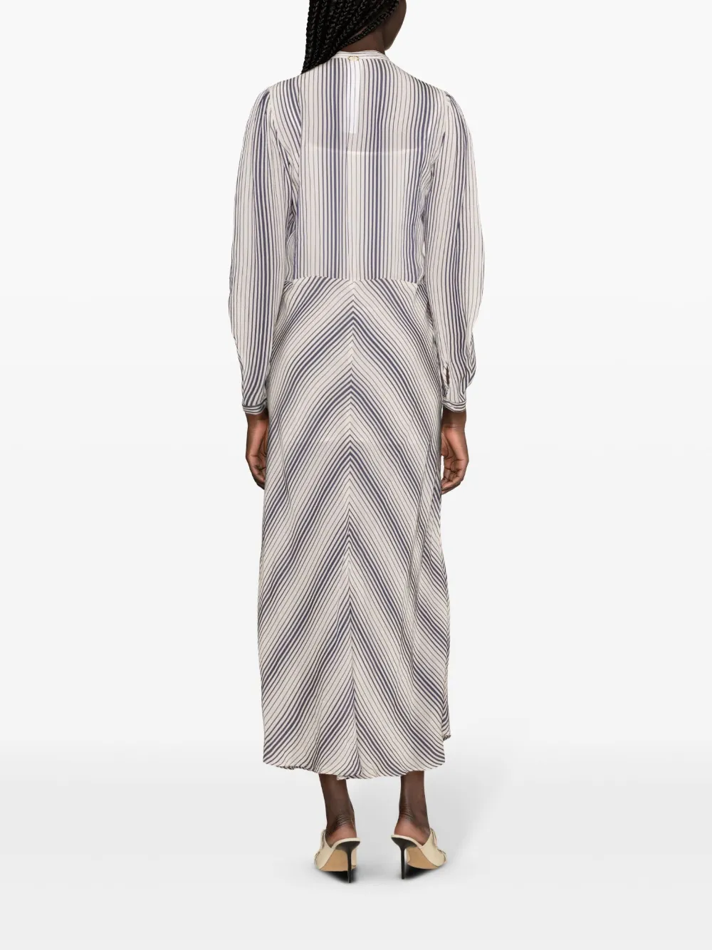 Twinset Gestreiftes Hemdkleid In Nude