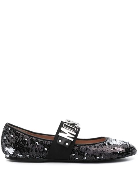 Moschino sequinned leather ballerina shoes