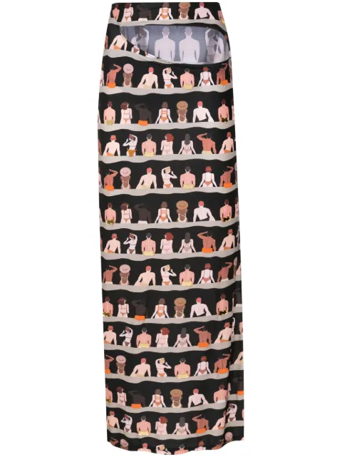 Amir Slama graphic-print cut-out maxi skirt