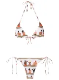 Amir Slama graphic-print halterneck two-piece bikini - Brown