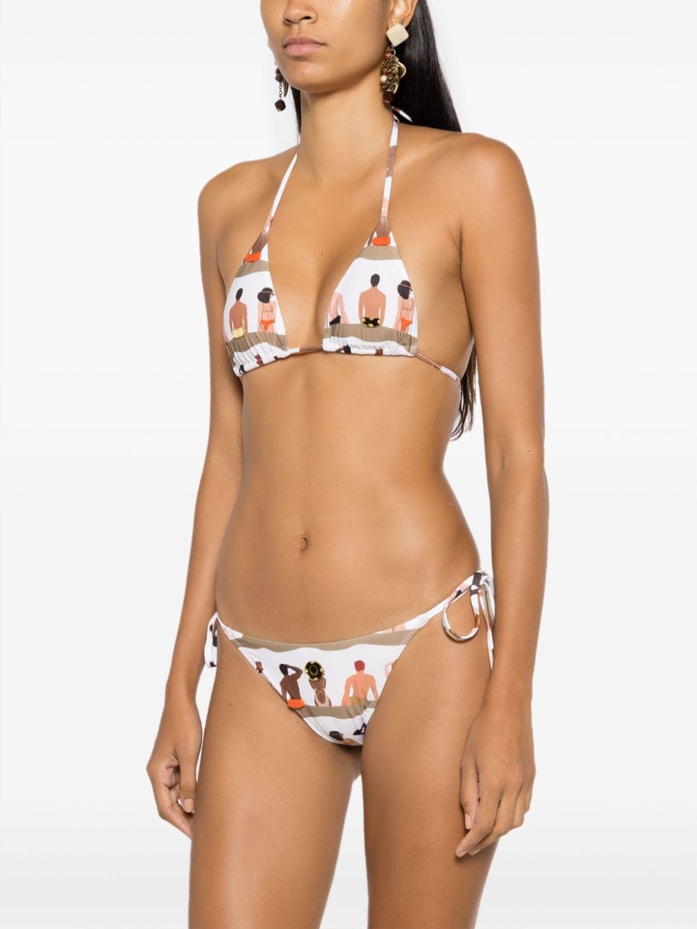 Shop Amir Slama Graphic-print Halterneck Two-piece Bikini In Brown