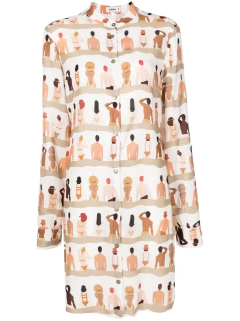 Amir Slama vestido camisero con estampado gráfico