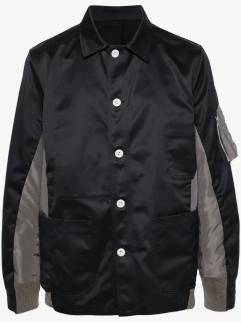 sacai spread-collar panelled shirt jacket