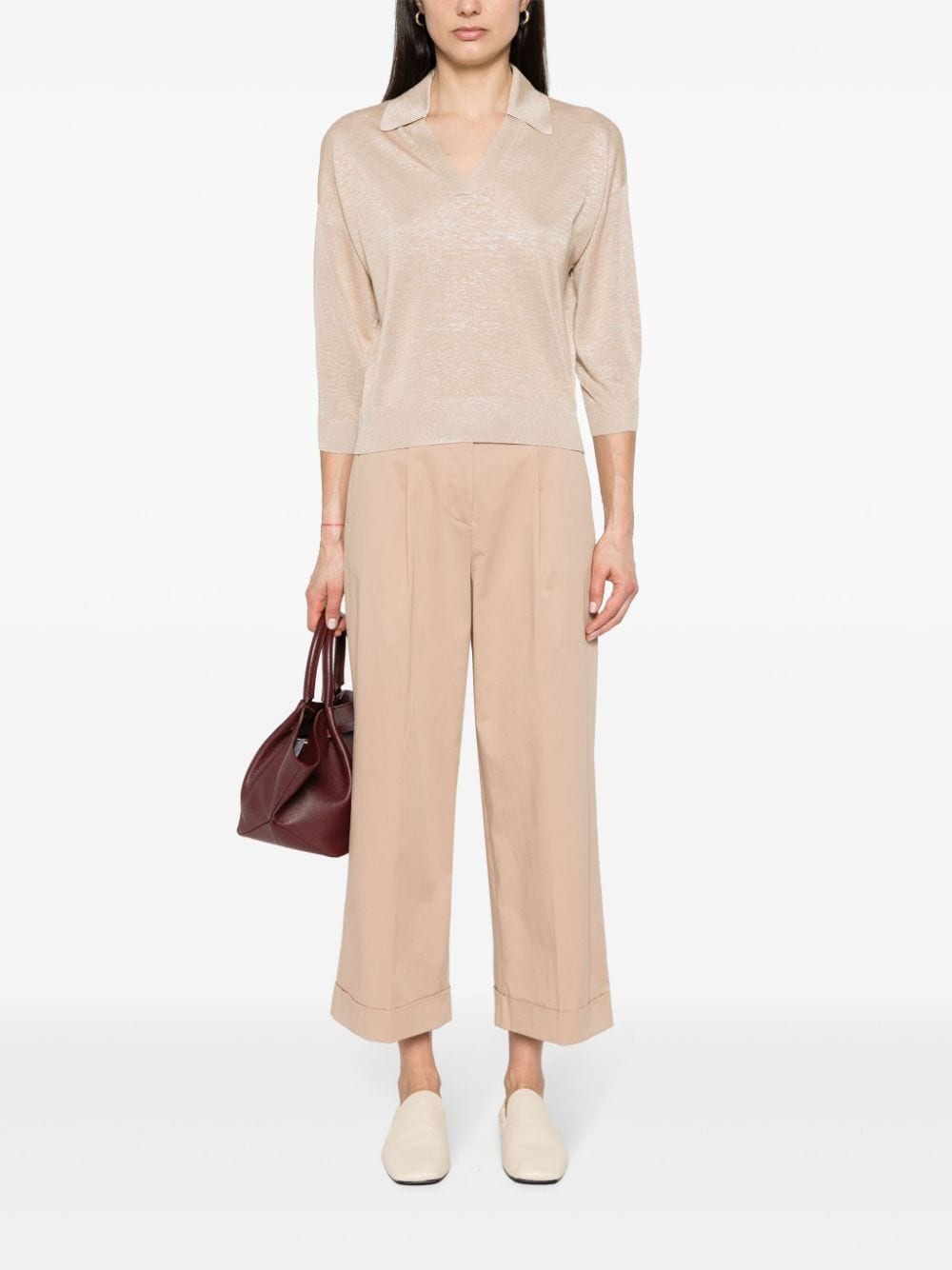 Shop Peserico Pleat-detailing Palazzo Pants In Neutrals