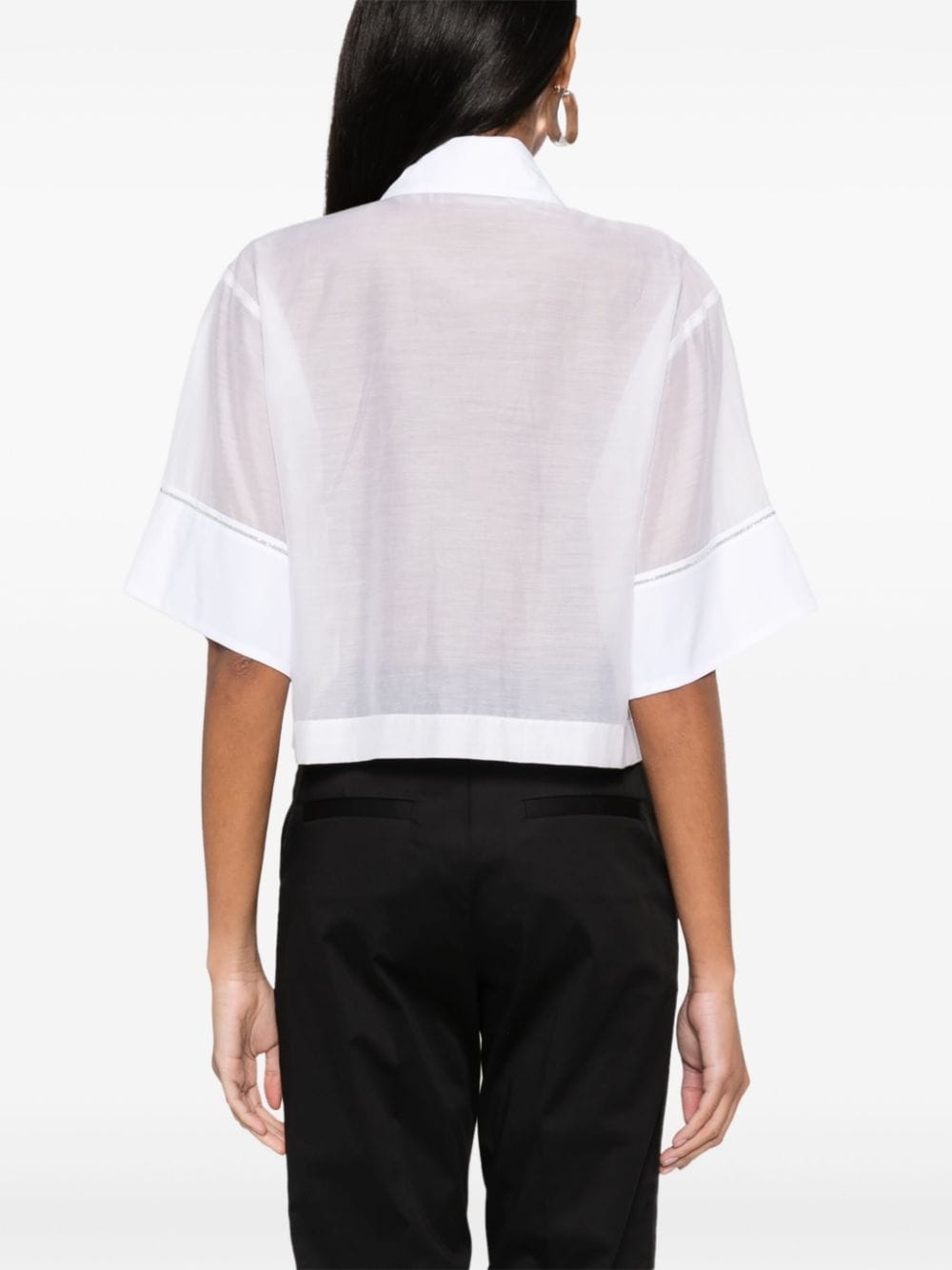 Shop Peserico Cropped Short-sleeves Shirt In White