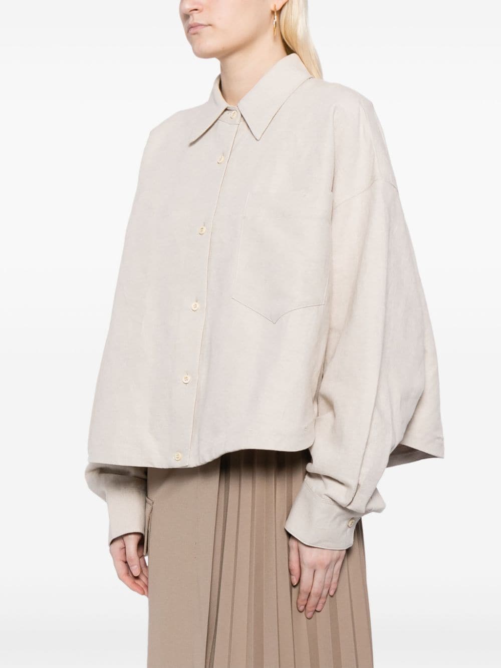 Shop Jnby Oversized Linen-blend Shirt In Neutrals