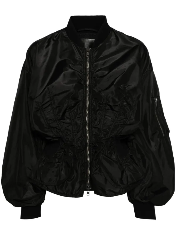 Black satin bomber best sale