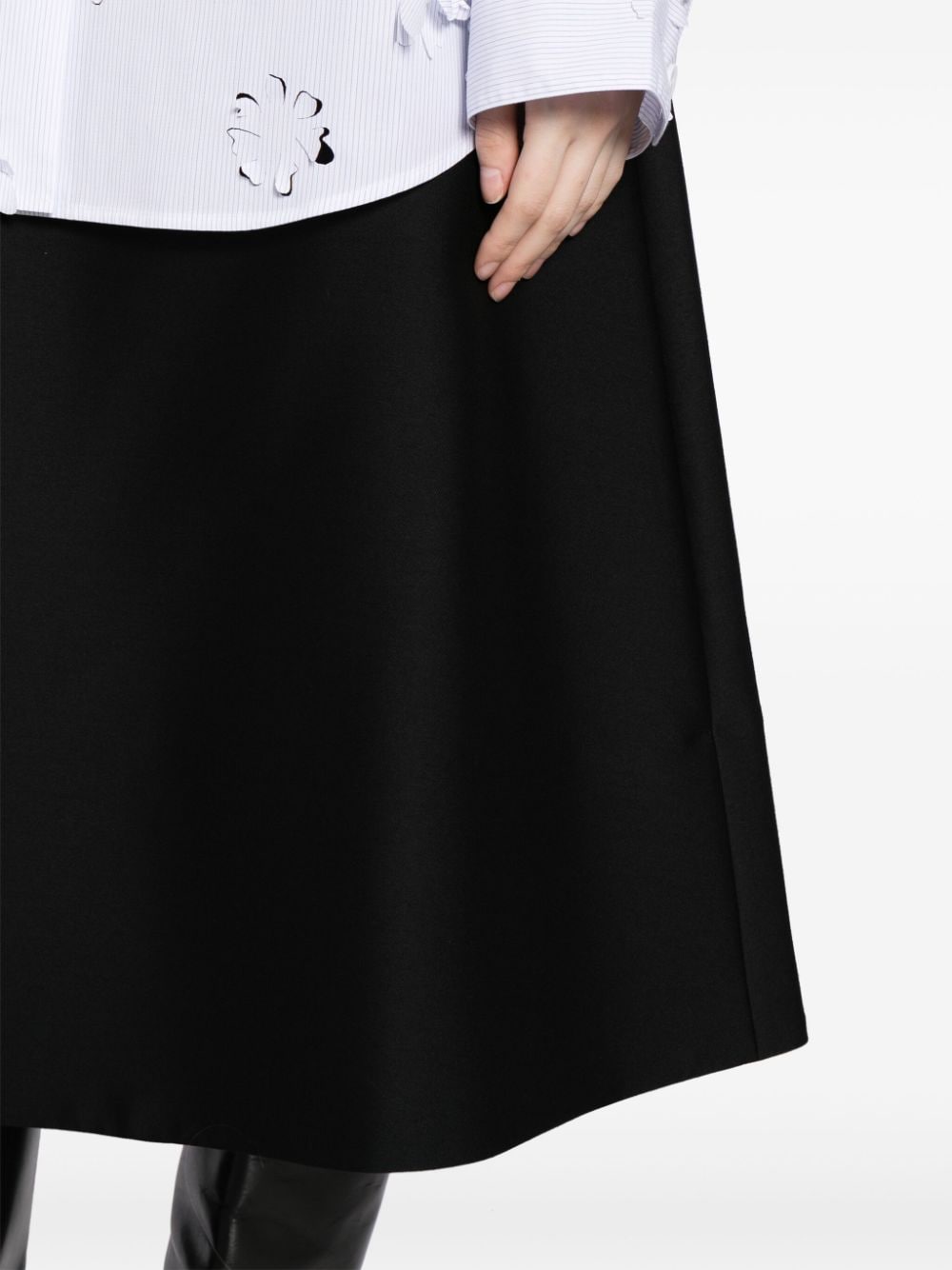 Shop Jnby Wool-blend A-line Midi Skirt In Black