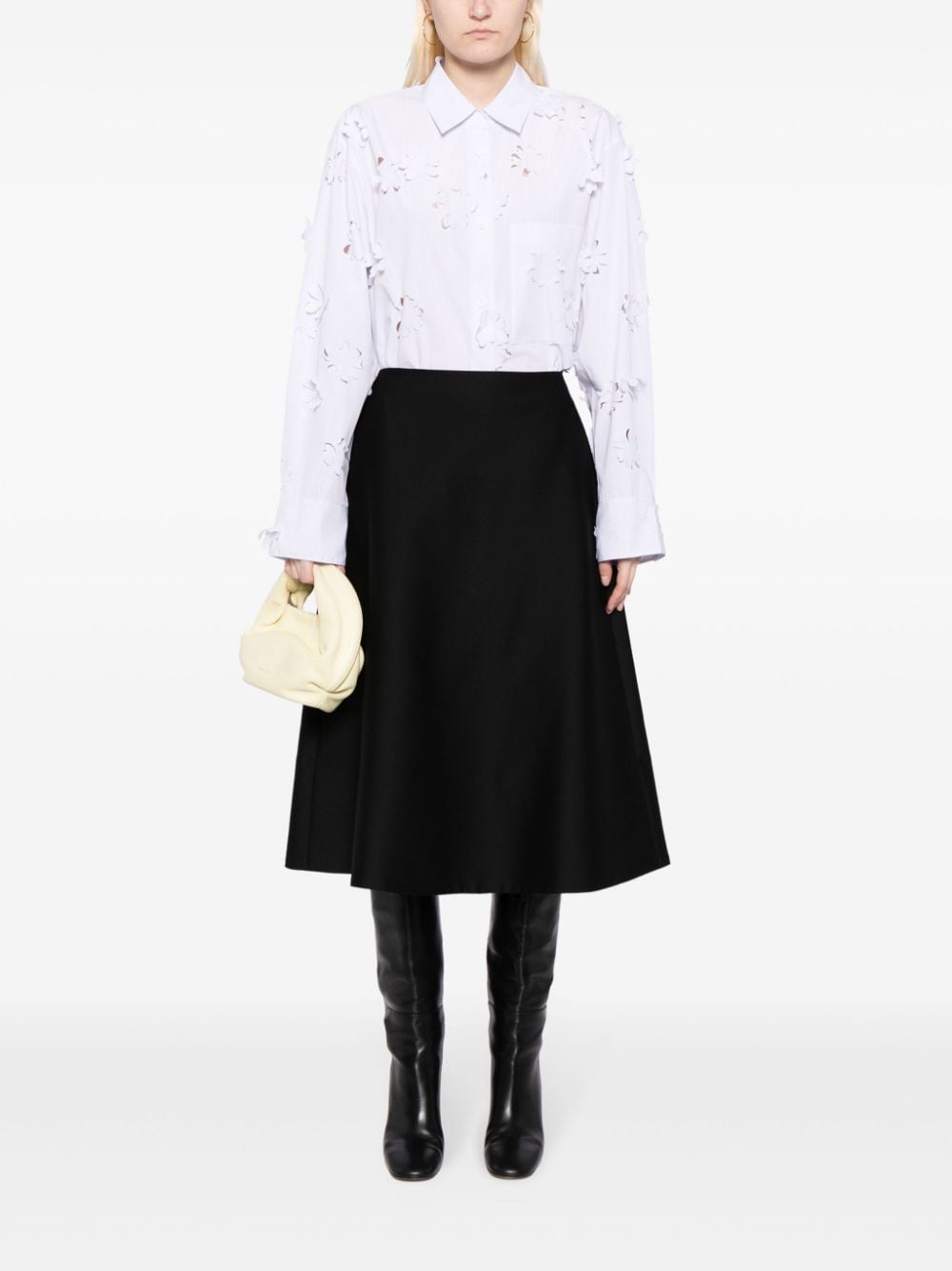 JNBY wool-blend A-line midi skirt - Zwart