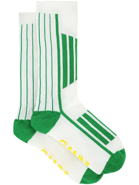 GANNI striped organic cotton-blend socks