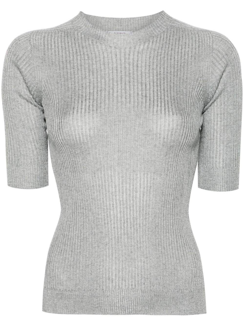 Peserico Crew-neck Fine-ribbed T-shirt In Grey