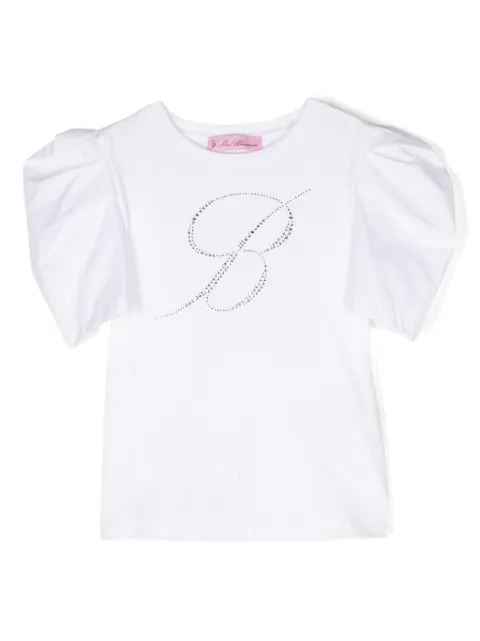 Miss Blumarine logo-embellished puff-sleeve T-shirt