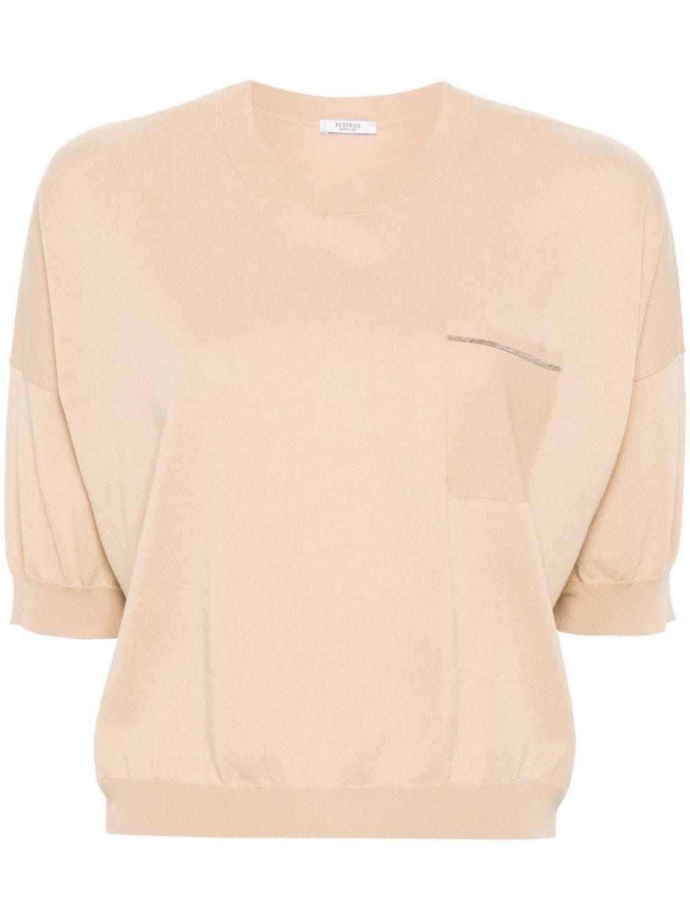 Peserico Cotton Knitted Top In Neutrals
