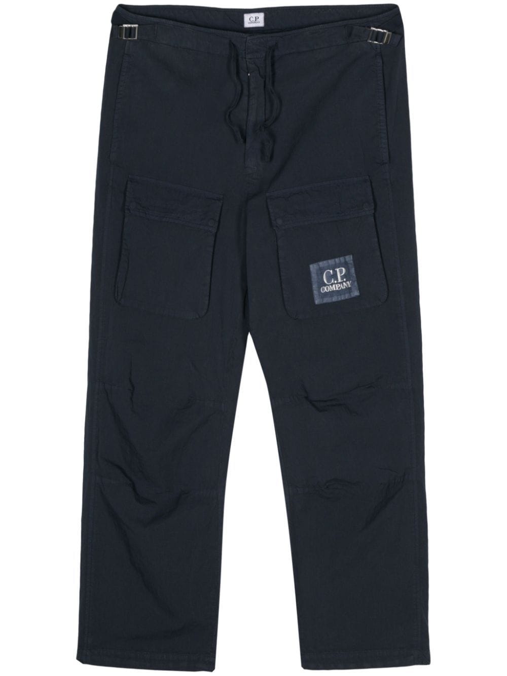 Shop C.p. Company Logo-appliqué Cargo Pants In Blue