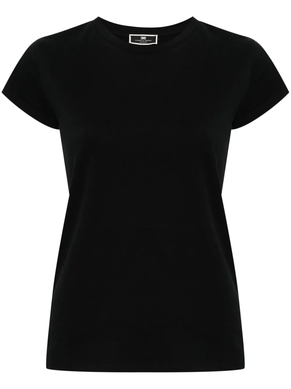 Elisabetta Franchi Embroidered Logo Cotton T-shirt In Black