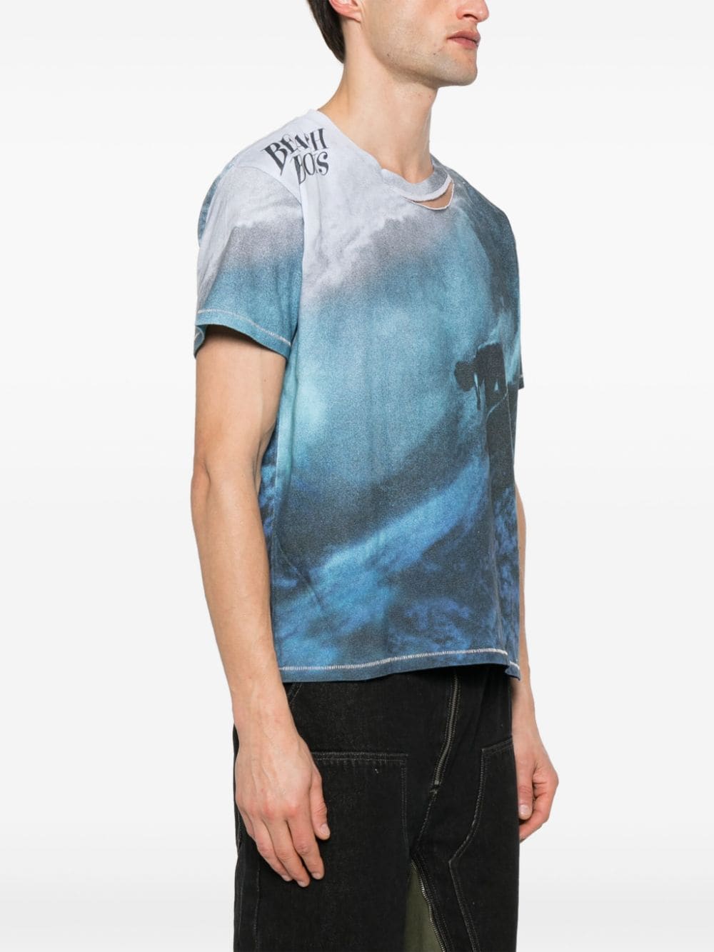 Shop Erl Surfer-print T-shirt In Blau