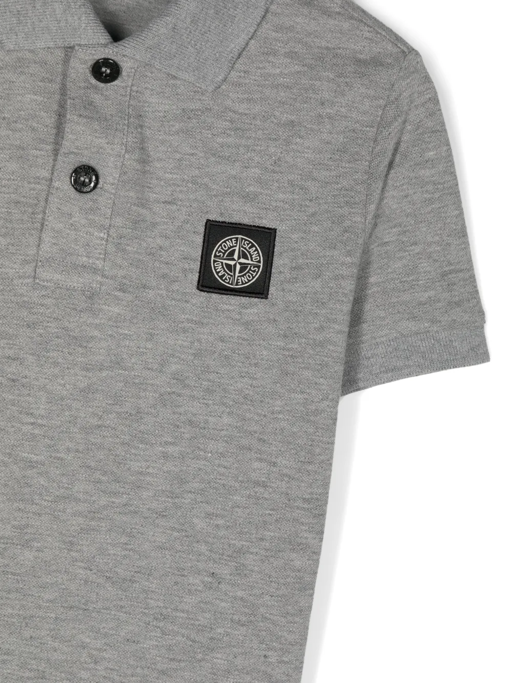 Shop Stone Island Junior Compass Cotton Polo Shirt In Grey