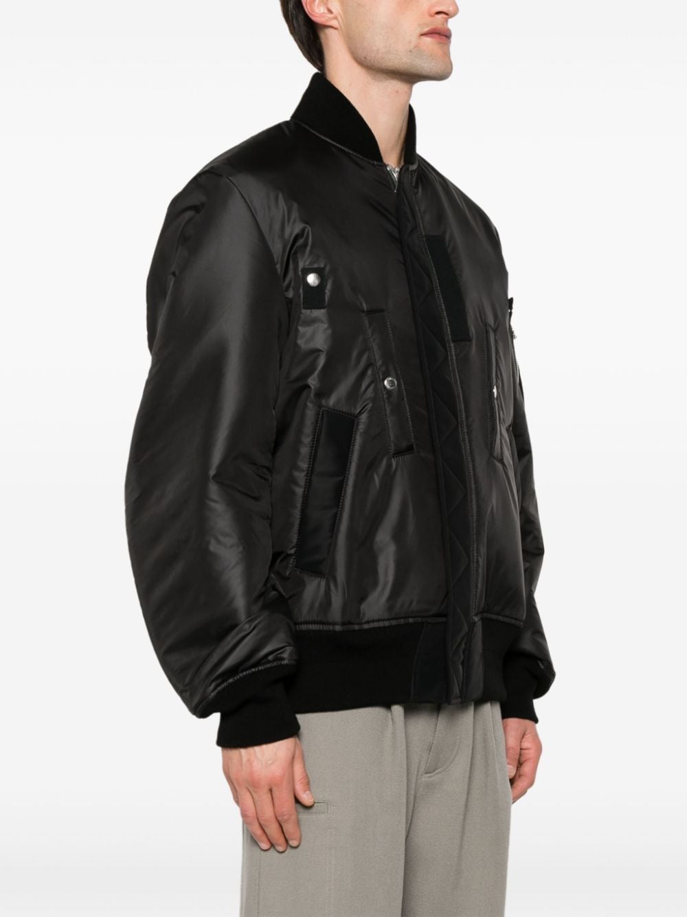 Shop Sacai Ribbed-trim Padded Jacket In Black