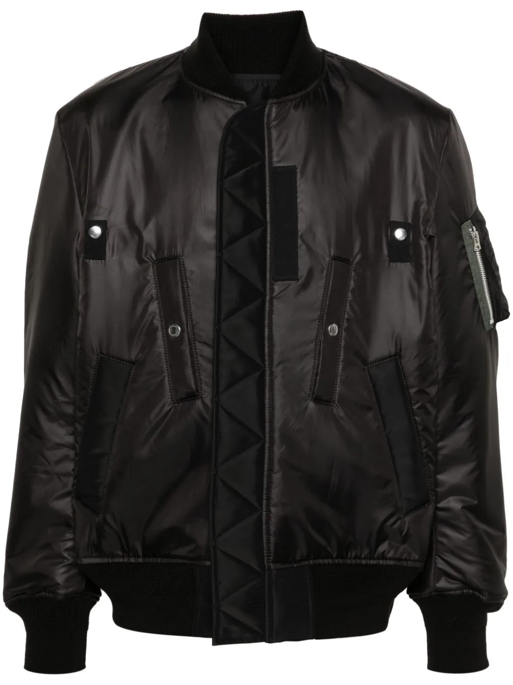 Sacai Ribbed-trim Padded Jacket In Black