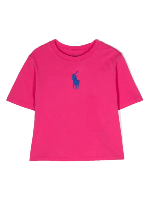 Pink Baby Polo T Shirts POLO RALPH LAUREN KIDS Polo Pony-motif T