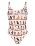 Amir Slama graphic-print one-piece swimsuit - Neutrals