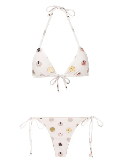 Amir Slama bikini con cuello halter y estampado gráfico