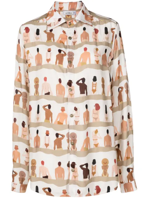 Amir Slama swimmer-print oversize shirt