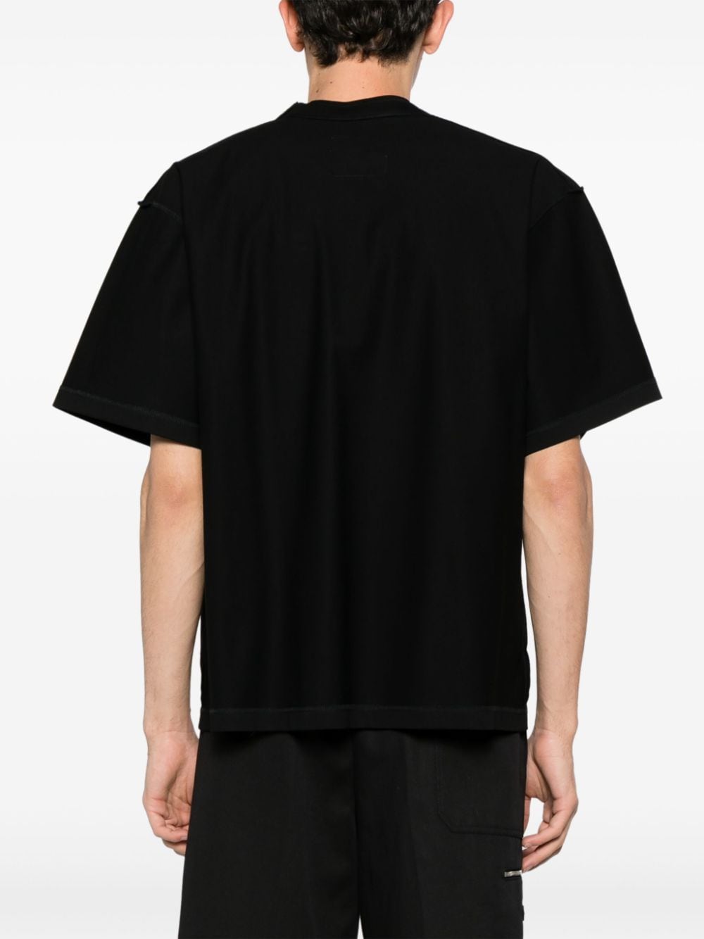 Shop Sacai Seam-detail Cotton T-shirt In Black