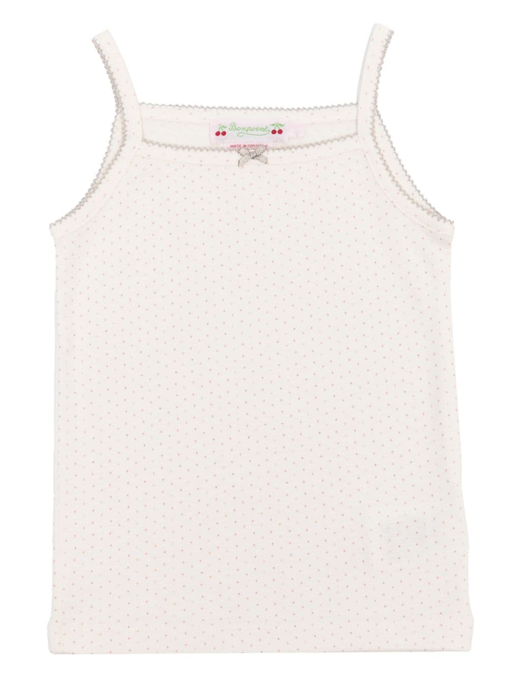 Bonpoint Drie katoenen tanktops met strikdetail Roze