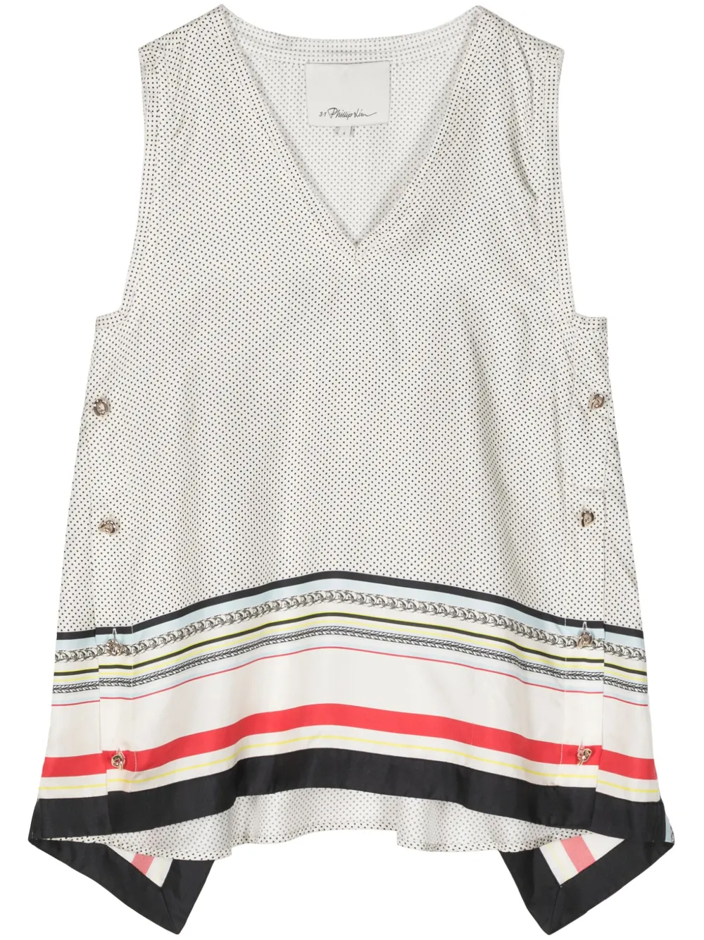 3.1 Phillip Lim Ny Liberty Sleeveless Silk Top In Iv111 Ivory Multi