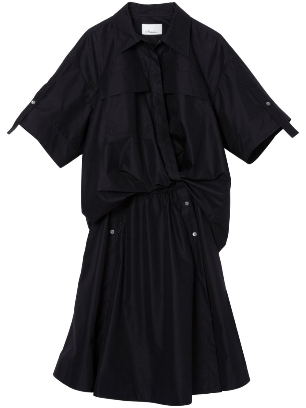 3.1 Phillip Lim / フィリップ リム Short-sleeve Draped Shirtdress In Black