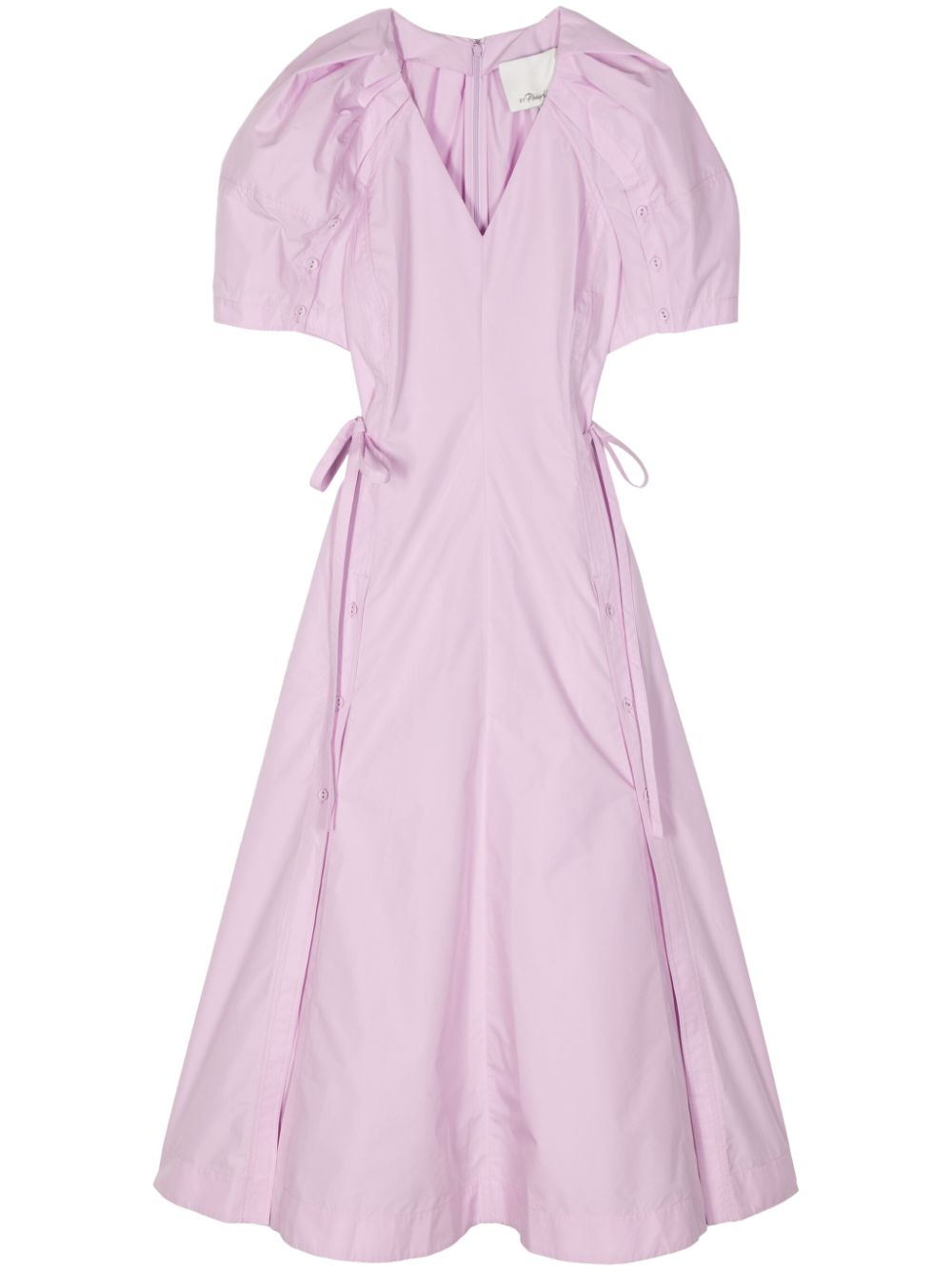 3.1 Phillip Lim puff-sleeve V-neck poplin dress - WISTERIA