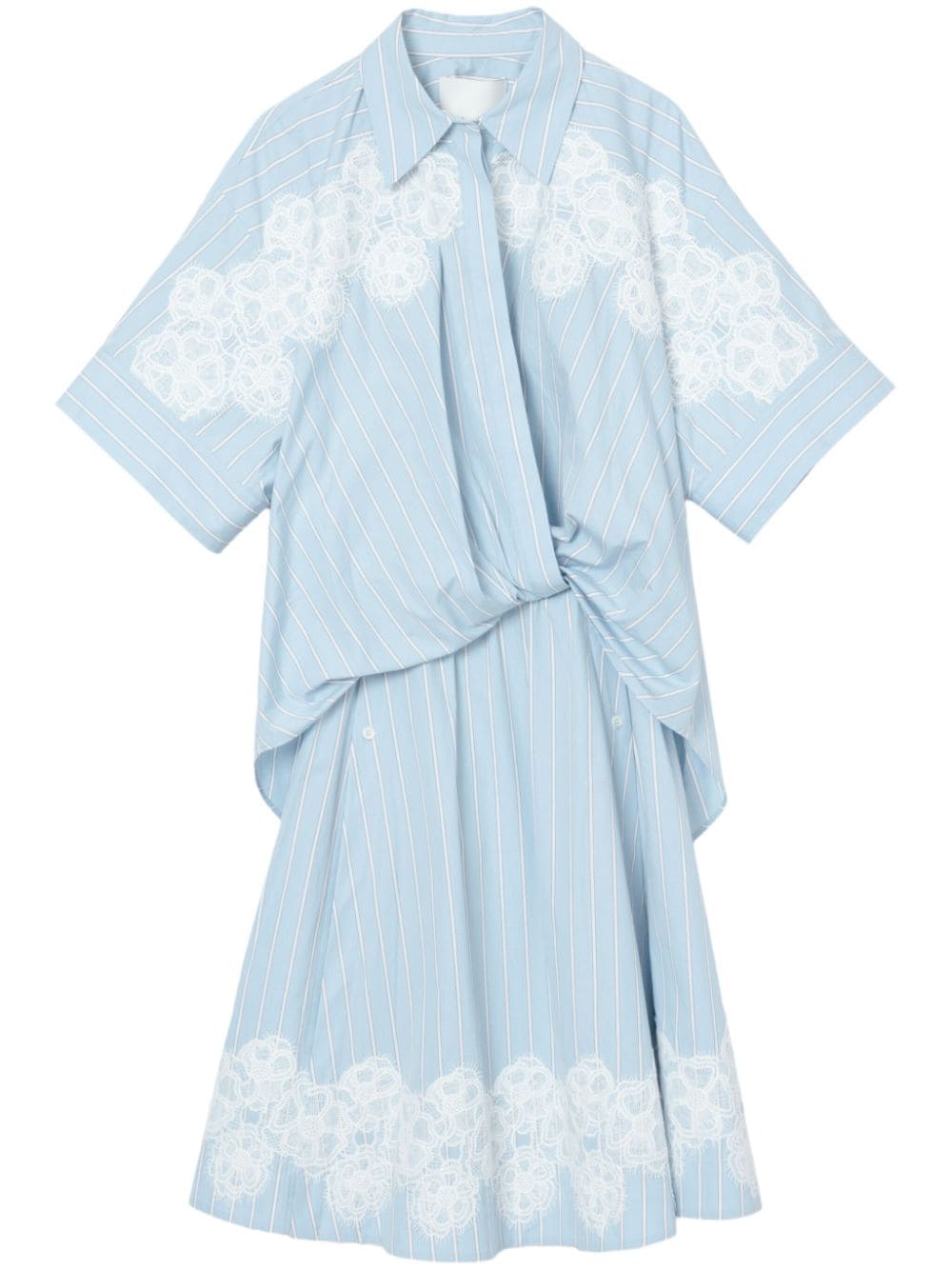 3.1 Phillip Lim / フィリップ リム Pinstripe Lace-trim Shirtdress In Blue