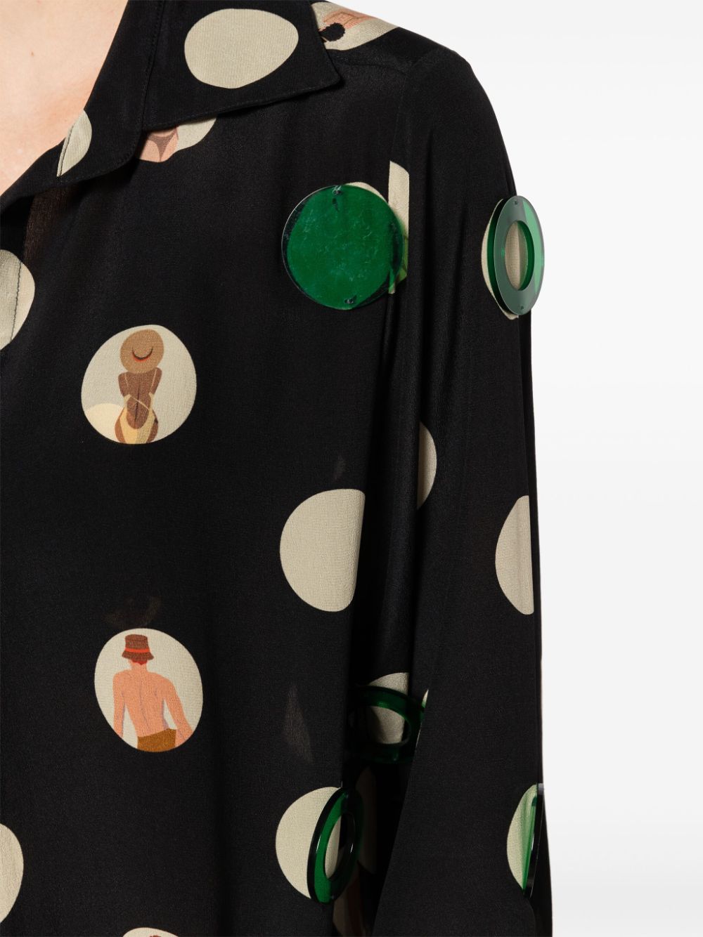 Amir Slama Zijden blouse met print Zwart