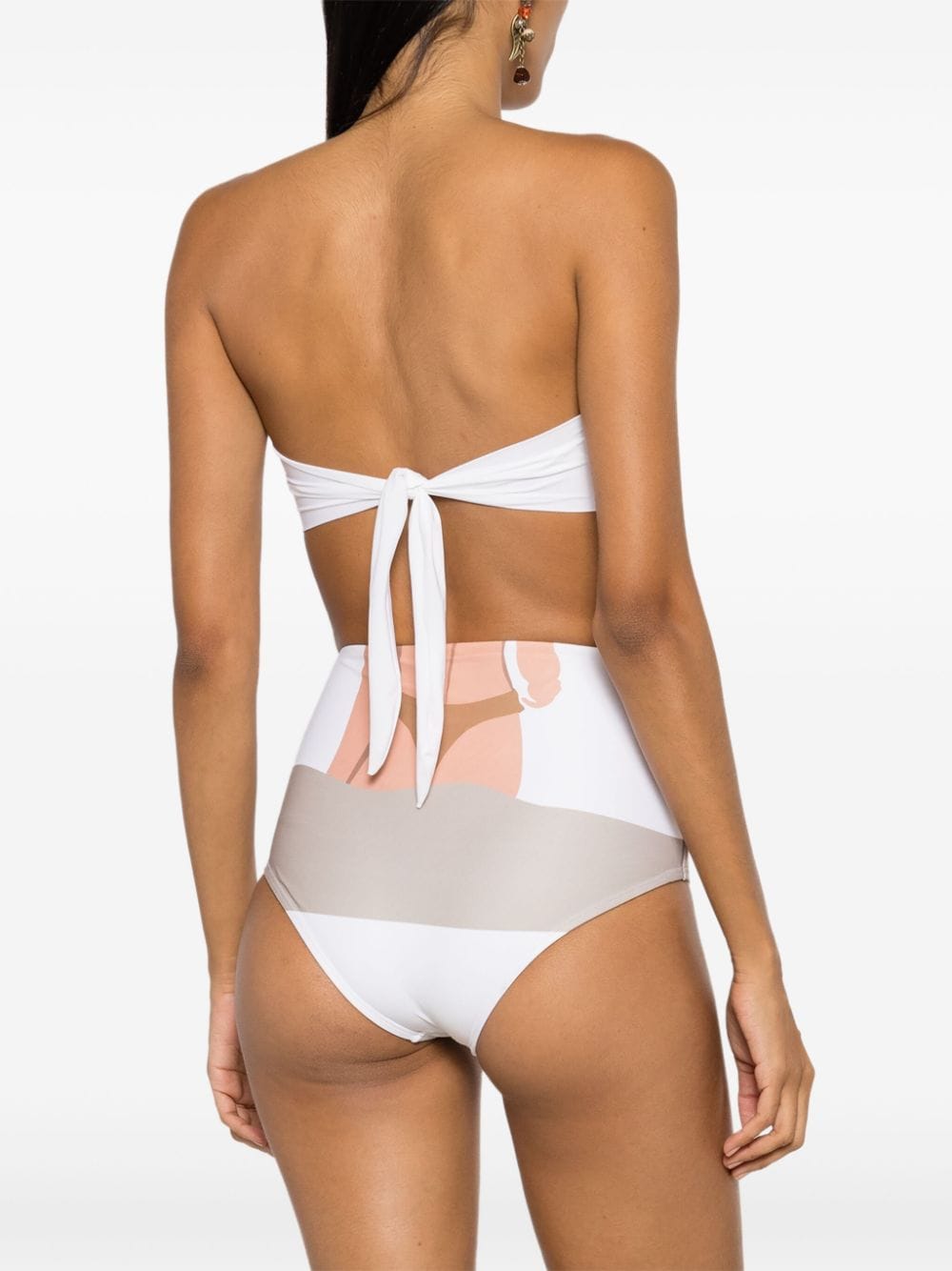 Shop Amir Slama Graphic-print Bandeau Bikini In Brown