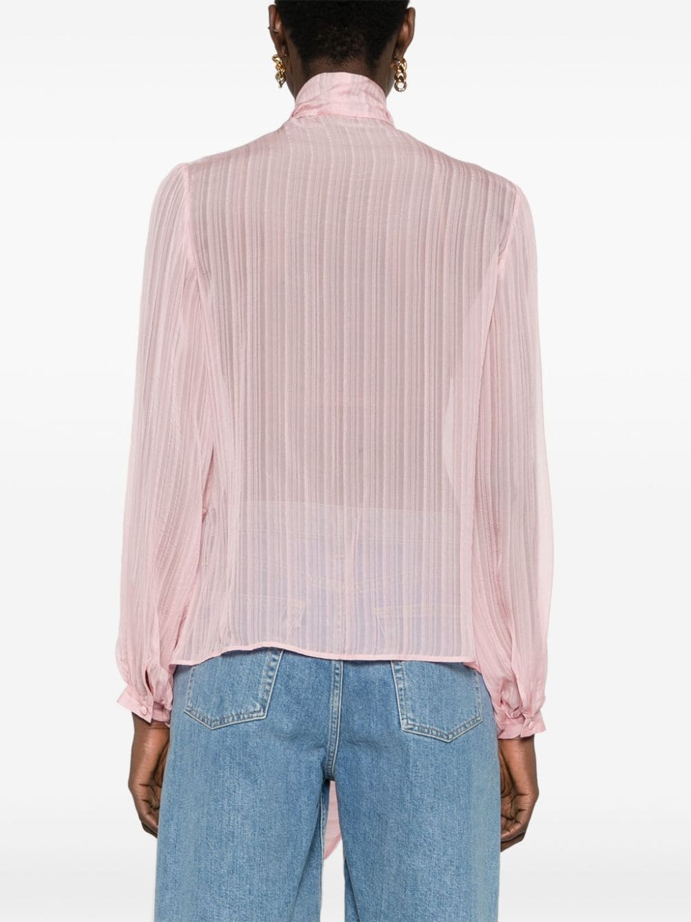 Shop Etro Pussy-bow Collar Silk Shirt In Pink