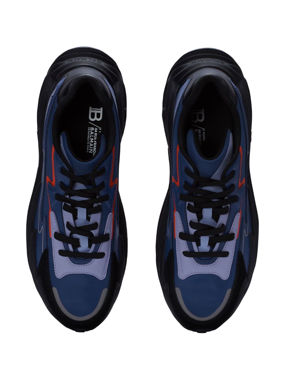 Shop Balmain Run-row Low-top Leather Sneakers In Blue