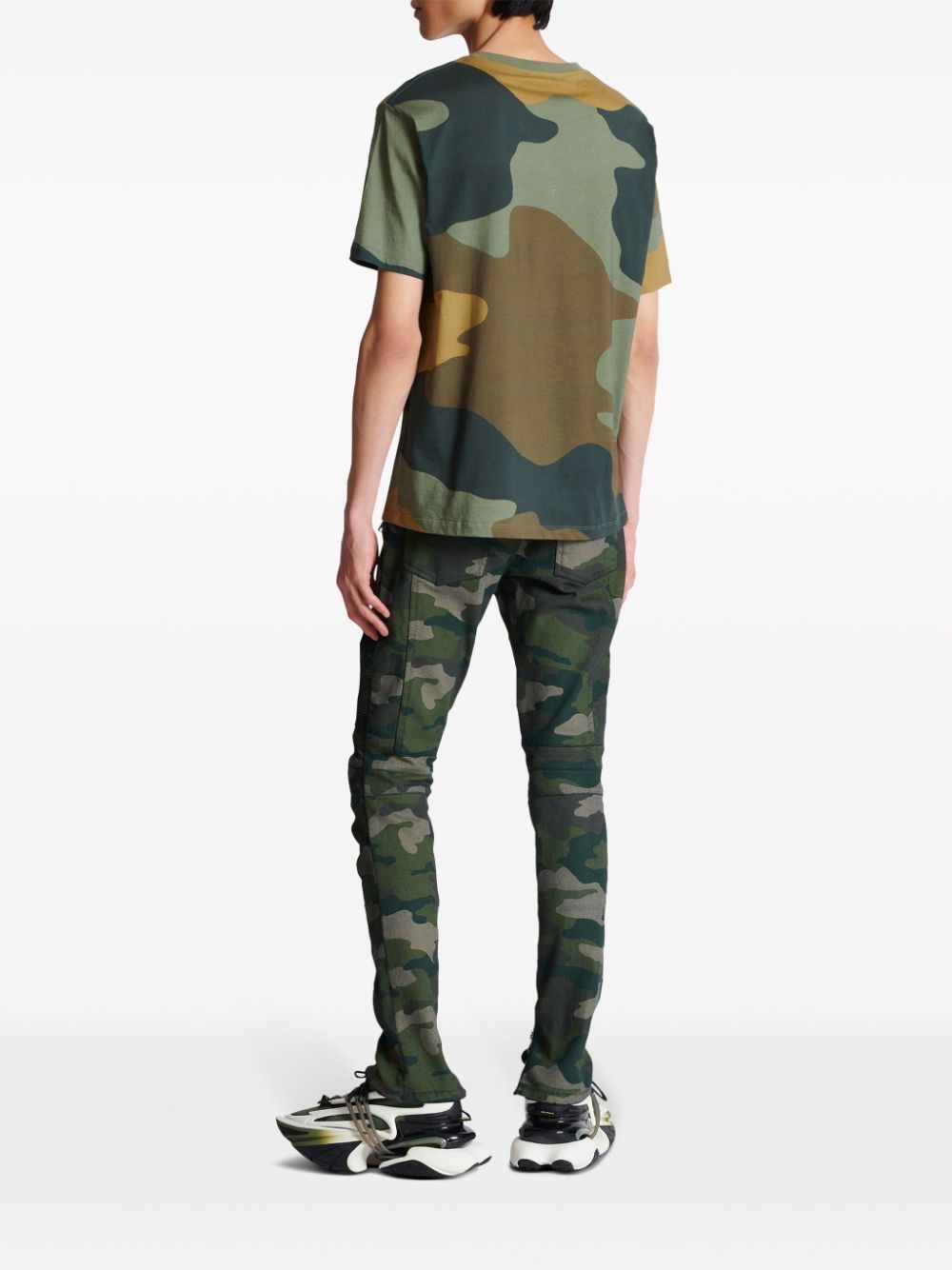 Shop Balmain Camouflage-print Cotton T-shirt In Brown