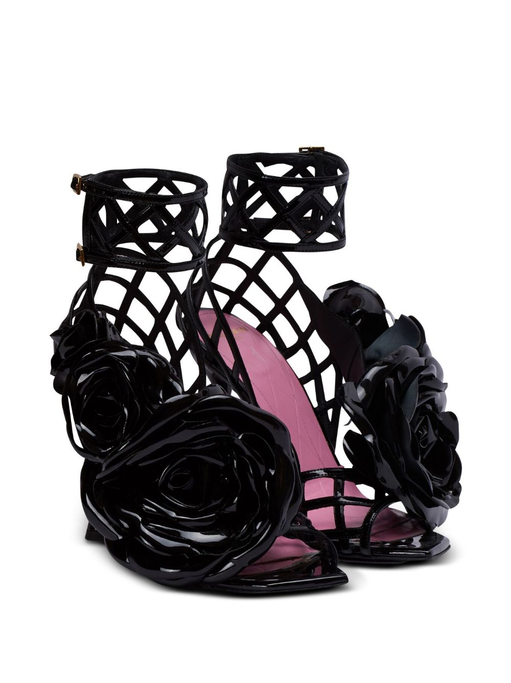 Shop Balmain Eden 95mm Leather Sandals In Schwarz