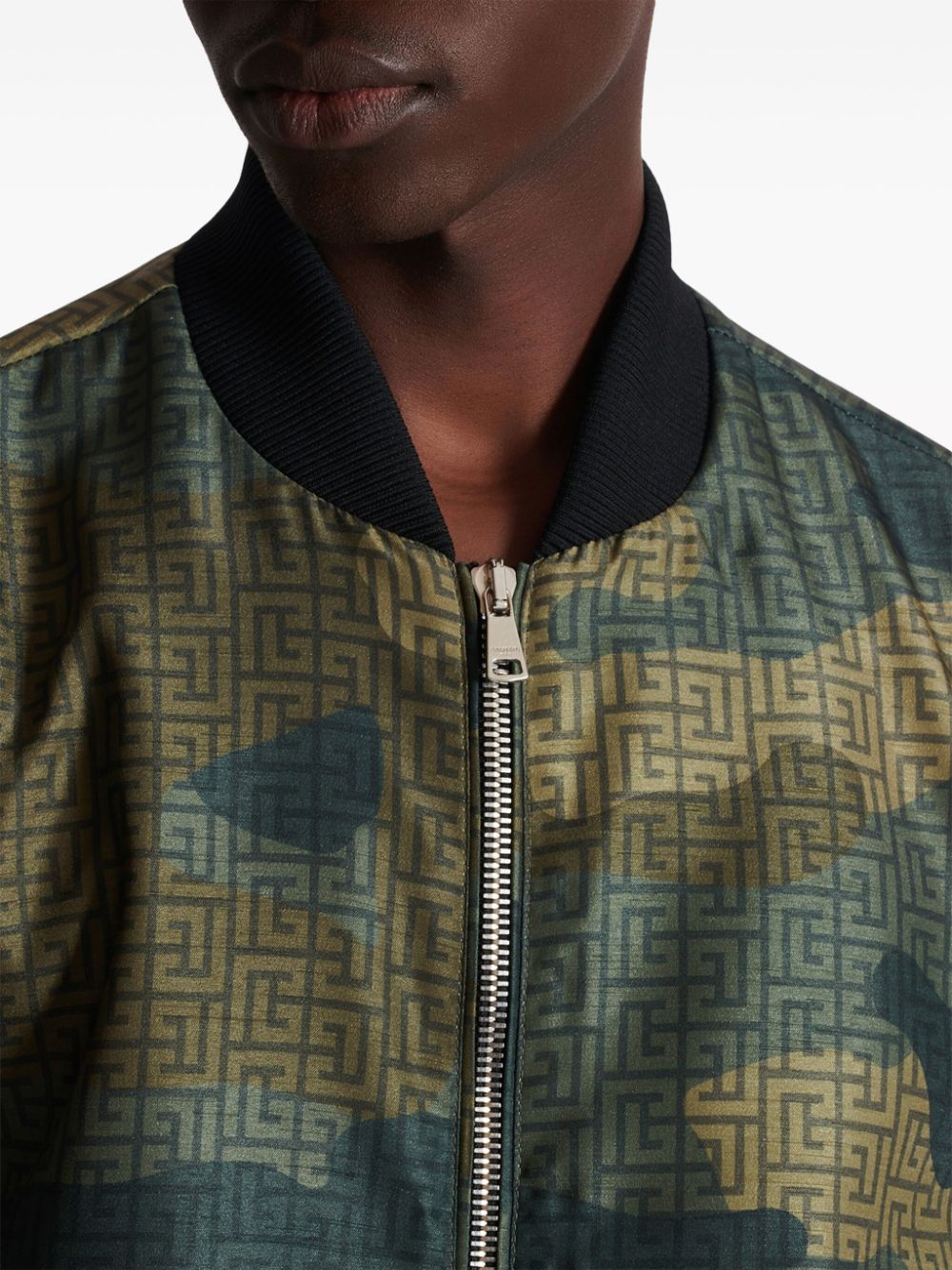 Balmain monogram camouflage-print bomber jacket Men