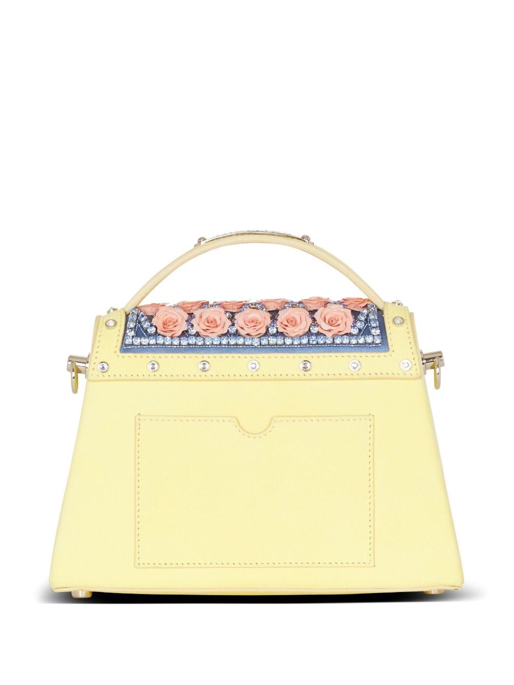 Shop Balmain B-buzz Dynasty Embellished Handbag In Yellow