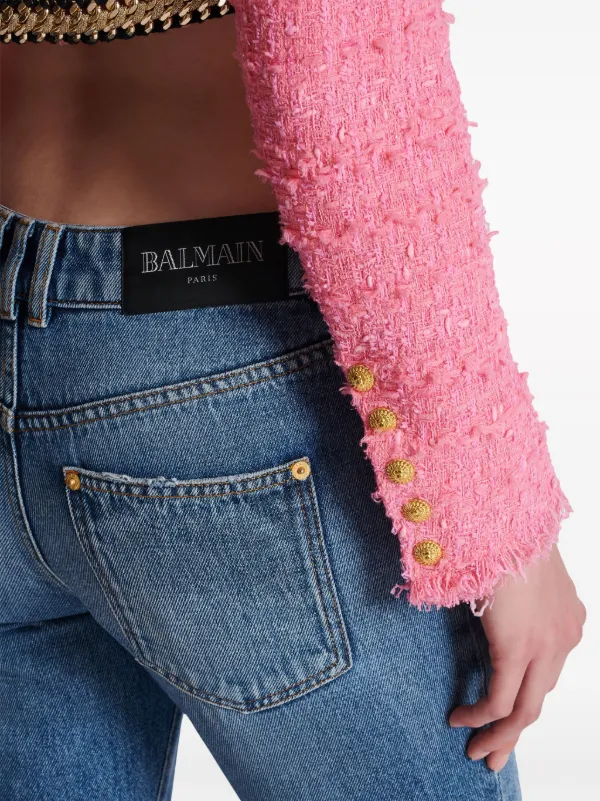 Balmain chain-trim Tweed Cropped Jacket | Pink | FARFETCH Balmain chain-trim Tweed Cropped Jacket | Pink | FARFETCH