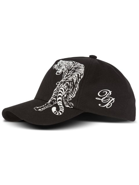 Balmain tiger-print cotton baseball cap