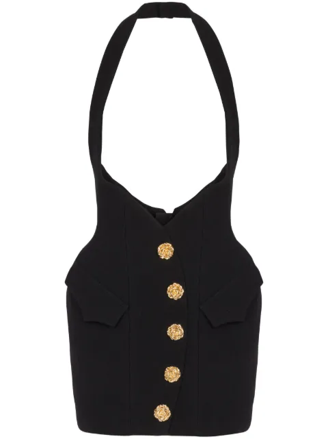Balmain falda de tulipán con botones de rosa