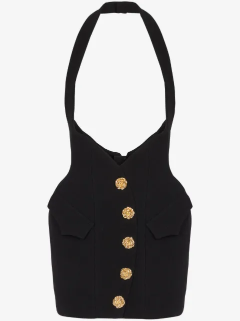 Balmain rose-button tulip skirt